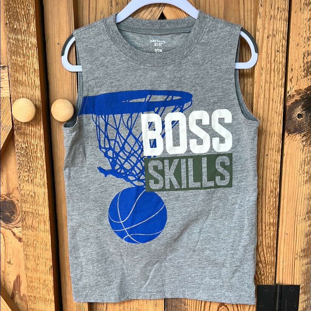 Kids Carter's Gray and Blue Basketball Tank Top